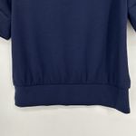 White House | Black Market WHBM  Pleated Sleeve Knit Top Navy Blue Crew Neck Size S Photo 6