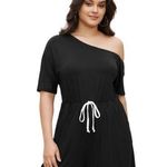 Women’s Bloomchic 22/24 Solid Knotted Front Pocket One Shoulder Romper NWT Black Size undefined Photo 0