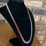 Vintage Artisan Orange and White beaded necklace Silver Photo 3