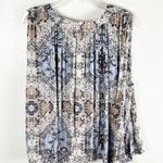 Free People Darcy Boho Blue Sleeveless V-Neck Printed Top, Size Small Photo 1