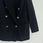 Vintage Wool Jacket Womens 8P Double Breasted Blazer Quiet Luxury Equestrian Black Photo 4