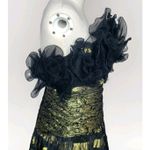Vtg Eugene Alexander Black Gold Evening Formal Maxi Pleated Ruffle Top Dress 4 Photo 4