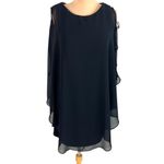 XScape  Black Chiffon Mini Cocktail Dress 4 Rhinestone Cape Arms Flowy Butterfly Photo 4