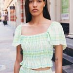 ZARA NWT  ELASTIC TRIM STRIPED LIGHTWEIGHT SQUARE NECK TOP Photo 0