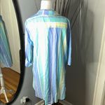 Striped Collared Shirt in Blue and Green Photo 6