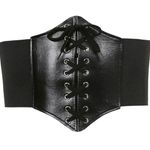 NEW Black Faux Leather Lace Photo 12