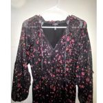 AQUA  Womens Black Floral Sheer Tiered Midi Dress Size Small Photo 3