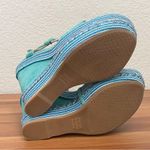 Stuart Weitzman Single Island Embellished Rope Turquoise Suede Wedge Sandals 8.5 Photo 7