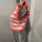 Steve Madden NWOT Crochet Cropped Top Large Striped Coral & White Cap Sleeve Photo 5
