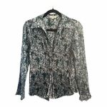 Vince  Blooms Blouse Top Green Blue Print Pleated Size small Photo 4