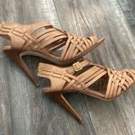 Tory Burch  Nadia brown woven leather logo detail huarache sandals heels 9.5 Photo 7