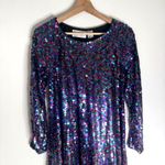 Blacktie Oleg Cassini Dress Womens 14 Sequin Long Sleeve Cocktail Multicolor 90s Size M Photo 1