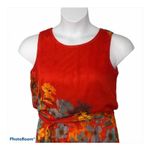 MSK Red Floral Blouson Belted Maxi Dress Ankle Length Sleeveless Size 8 Photo 2
