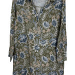 RipSkirt Dress Womens XS Green Floral Long Sleeve 100% Cotton Pockets Photo 0