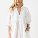 Hunter Bell NWT  Noah Mini Dress White Collar‎ Puff Sleeve Relaxed Shift Photo 0