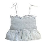 Harper Heritage Smocked Peplum Cami Top Light Blue Size Small Ruffle Tie Straps Photo 2