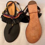 Anthropologie Maliparmi Vreeland Circus Beaded Tassel Bohemian Sandals Size 39 Black Photo 4