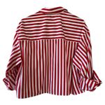 Madewell Women's Red and White Poplin Straight Hem Casual Button Up Shirt XS Photo 2