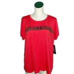 Bebe NWT  Sport Striped Tee In Hibisus Soft Photo 1