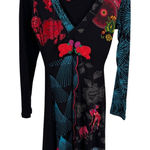 Desigual Artsy Collage Floral Bicycle Dress Womens Small Black Cotton Photo 0