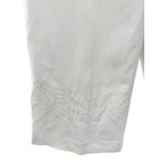 Elementz  Women's White Linen Blend Cropped Pants with Eyelet‎ Detail Size M Photo 3