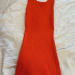 Amazon Orange V-Neck Knit Midi Dress Photo 3