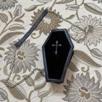 Black Coffin Crossbody Bag Purse Silver Chain Strap Halloween Dark Goth Photo 1