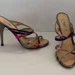 Prada Metallic Dress Sandals Shoes 36.5 6.5 Italy silver pink Strappy GORGEOUS Photo 0