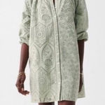 Faherty New  Valencia Eyelet Organic Cotton Dress Desert Sage Green Size Medium Photo 0