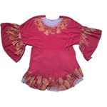 Free People Sunset Dreams printed flare sleeve blouse sz Small red Photo 6