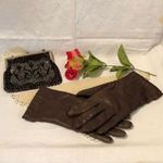 Vintage Faux Leather Ladies Driving Gloves Brown Photo 1