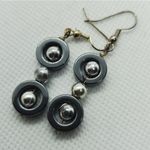 Gray & Silver Dangling Earrings Gray Photo 2