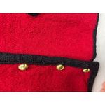 Karen Scott  Red Wool Cardigan Sweater Black Trim Gold Buttons Size L Photo 5