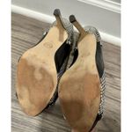 Michael Kors  ELLA PEEP Toe Black White‎ Silver Studded Leather Heel Shoe Sz 9 Photo 6