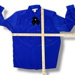 Vintage 80s Design Elements Pleated Removable Neck Bow Blouse Blue 10 Photo 11