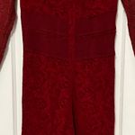 Free People  blouse tunic crimson red size medium boho lace sheer corset Photo 4