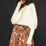 Reiss Abigail Tie-Waist Rust Brown Abstract Print A-Line Skirt Tan Womens Size 0 Photo 0