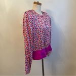 Neiman Marcus Vintage  Silk Jacquard Floral Blouse Pink Orange Green Size 16 Photo 5