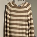 IZOD White And Tan Stripped Sweater Photo 0