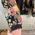 Vintage Paris Sport Club Black Leather Floral Patchwork Jacket Large Boho Photo 6