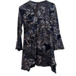 Winwin  long bell sleeve gray paisley print tunic sweater top size small/medium Photo 1