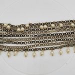 VTG Pinned Pearl Cuff Bracelet 8" Gold Tone White Beads Wide Toggle Closure Photo 9