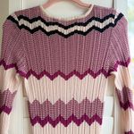 Chelsea and Violet Crochet Knit Dress in Purple Black & Cream Chevron Stripe M Photo 6