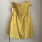 Reformation Isles Linen Mini Scallop Edge Strapless Dress Zest Yellow Sz 12 Photo 4