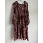 Hayden Los Angeles Textured Maroon Floral Tiered Midi Dress Pockets Women's 1XL Photo 4