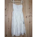Lulus NWT  Teodora White Floral Applique Lace-Up Midi Dress Wedding Cocktail Sz L Photo 1
