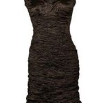 Nicole Miller  Ruched Metallic Brown Midi Dress Sz 0 Photo 0