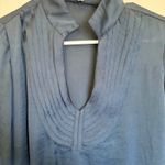 Adriana‎ Contreras Navy Silk Blouse Women's 8 Pullover Business Attire Casual Blue Photo 2