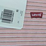 Levi's 🆕 Plus 2X Babydoll Top Short Sleeve Ribbed Tee Shirt Pink Striped Y2K Photo 2