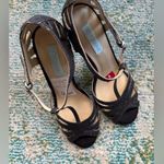 Betsey Johnson Glissten black glitter t-strap cage stiletto sandals, size 9 Photo 5